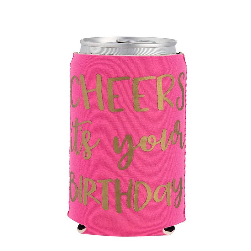 12 Pack Tropical Birthday Party Slim Can Cooler Sleeves, Dark Pink, Green, 12 oz
