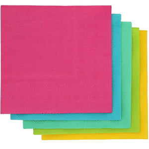 Tropical Neon Paper Napkins, 5 Colors (5 x 5 Inches, 200 Pack)