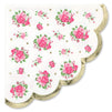 Vintage Floral Paper Napkins with Scalloped Edges (4.9 x 4.7 Inches, 50 Pack)