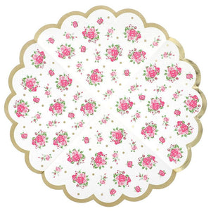 Vintage Floral Paper Napkins with Scalloped Edges (4.9 x 4.7 Inches, 50 Pack)