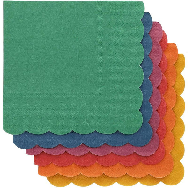 Scalloped Edged Cocktail Napkins (5 x 5 In, 6 Colors, 240-Pack)