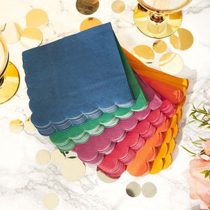 Scalloped Edged Cocktail Napkins (5 x 5 In, 6 Colors, 240-Pack)