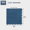 Scalloped Party Cocktail Napkins (5 x 5 In, Dark Blue, 100-Pack)