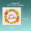 Give Thanks White Paper Napkins for Thanksgiving Party (6.5 x 6.5 In, 100 Pack)