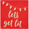 Christmas Party Supplies Lets Get Lit, Paper Napkins (Red, 5 x 5 In, 50 Pack)