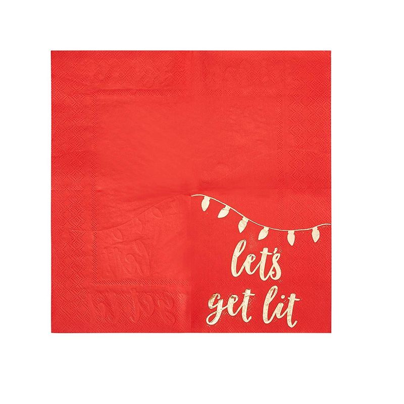 Christmas Party Supplies Lets Get Lit, Paper Napkins (Red, 5 x 5 In, 50 Pack)