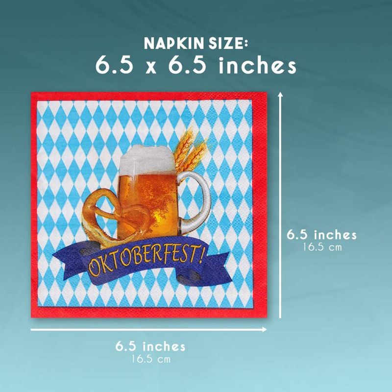 Octoberfest Party Supplies, Paper Napkins (6.5 x 6.5 In, 100 Pack)