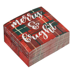 Merry and Bright Party Decorations Paper Napkins (6.5 x 6.5 In, Plaid, 100 Pack)