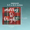 Merry and Bright Party Decorations Paper Napkins (6.5 x 6.5 In, Plaid, 100 Pack)