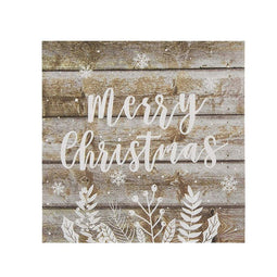 Merry Christmas Party Decorations, Wood Panel Napkins (6.5 x 6.5 In, 100 Pack)