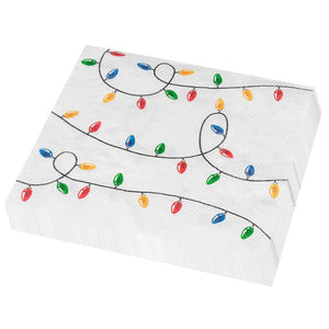 Holiday Light Paper Napkins, Christmas Party Supplies (White, 6.5 x 6.5 In, 100 Pack)
