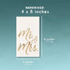 Wedding Dinner Napkins - 50-Pack Mr and Mrs Gold Foil Paper Napkins, 1/6 Fold 3-Ply, Wedding, Anniversary Disposable Party Supplies, White, Folded 4 x 8 Inches