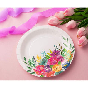 Colorful Floral Party Bundle, Includes Plates, Napkins, Cups, and Cutlery (24 Guests,144 Pieces)