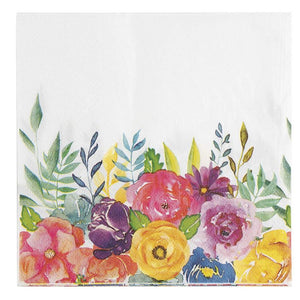 Floral Paper Napkins for Bridal Shower, Birthday Party (6.5 Inches, 100 Pack)