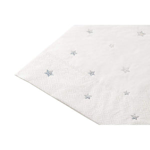 Silver Glitter Star Printed Paper Napkins for Graduation, Birthday Party (6.5 In, 50 Pack)