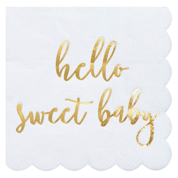 Juvale Scalloped Edged Baby Shower Party Napkins (5 x 5 in, Gold Foil, 50-Pack)