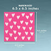 Heart Paper Napkins for Valentines Party Decor (Hot Pink, 6.5 In, 100 Pack)