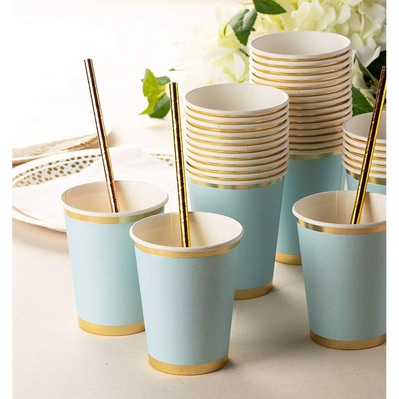Light Blue Paper Cups, Disposable Party Supplies (9 oz, 50 Pack)