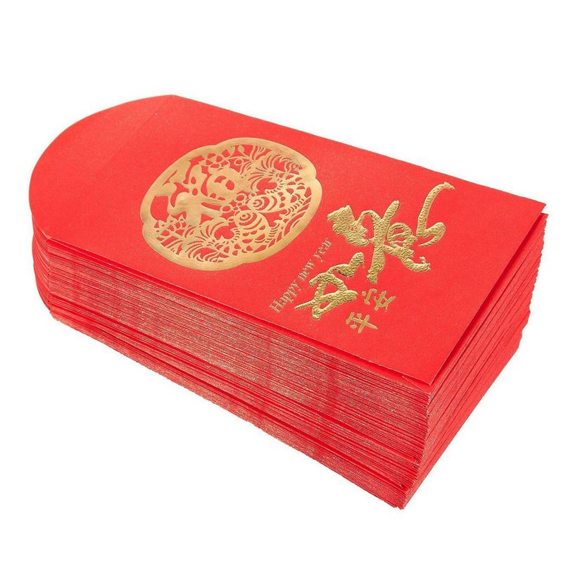 Chinese Red Money Envelopes for Lunar New Year, Good Luck (3.5 x 6.7 In, 100 Pack)