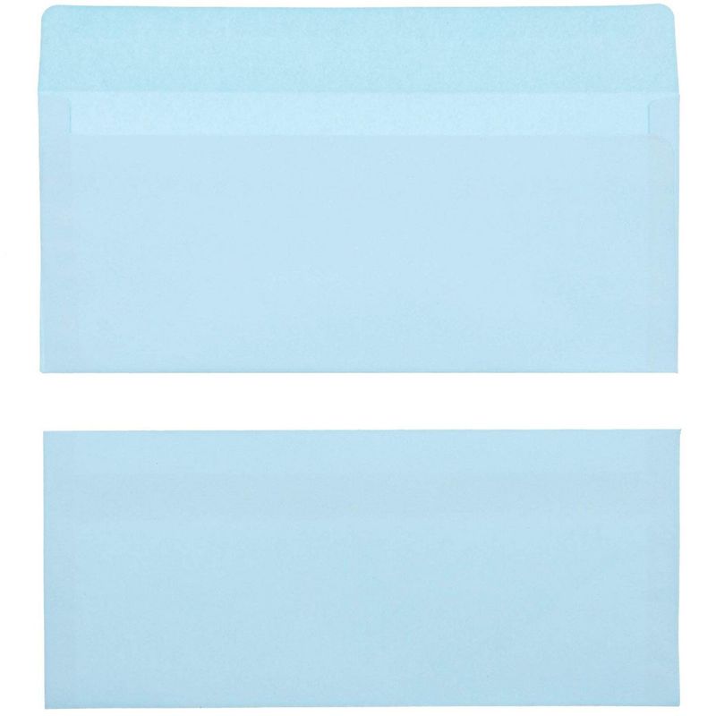 Juvale 100 Pack #10 Light Blue Square Flap Business Envelopes - 4 1/8 x 9 1/2 Inches