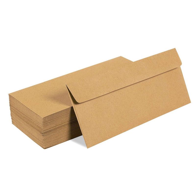 Juvale 100 Pack #10 Kraft Business Envelopes - Value Pack Square Flap Envelopes - 4 1/8 x 9 1/2 Inches - 100 Count, Brown