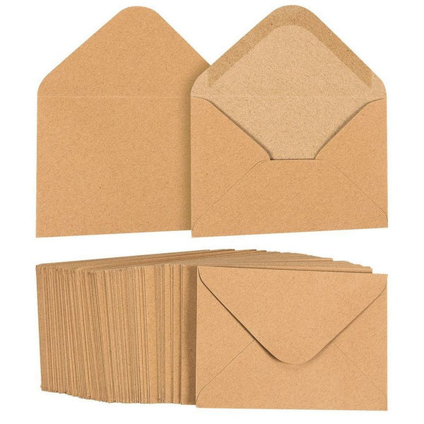 Juvale 100 Pack Kraft Paper A1 Envelopes for 3x5 Inch Wedding, Baby Shower Invitations