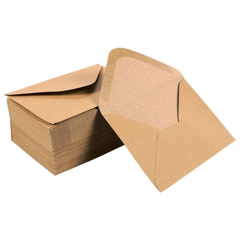 Juvale 100 Pack Kraft Paper A1 Envelopes for 3x5 Inch Wedding, Baby Shower Invitations