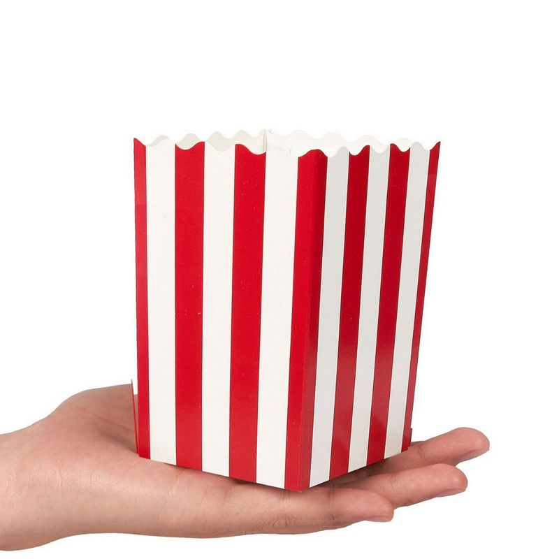 Small Striped Popcorn Boxes for Movie Night, Birthday Party (3 x 4 In, 100 Pack)
