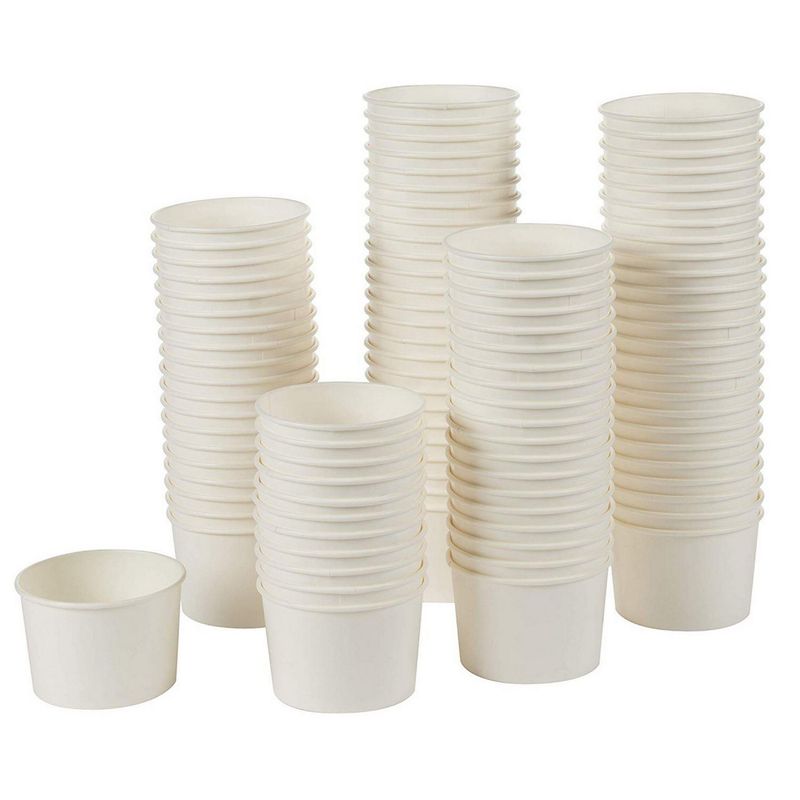 Ice Cream Sundae Cups - 100-Piece Disposable Paper Dessert Ice Cream Yogurt Bowls Party Supplies, 5-Ounce, White
