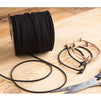 Flat Leather Cord for Jewelry Making, Faux Suede (Black, 0.08 in, 100 Yd)