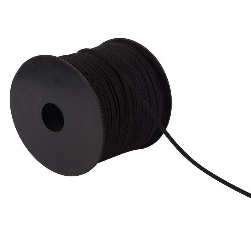 Flat Leather Cord for Jewelry Making, Faux Suede (Black, 0.08 in, 100 Yd)