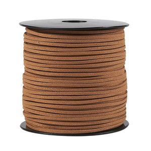 Faux Leather Cord - 100-Yard Suede Leather Strap Beading Cord, Flat Leather Lace Spool, Caramel, 0.08 Inches Wide