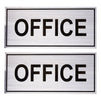 2 Pack Office Door Signs, Self-Adhesive Aluminum Silver Plates, Black Letters, 7.87 x 3.6