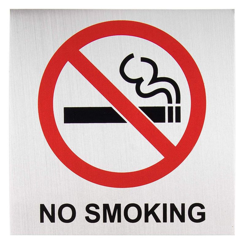 No Smoking Signs - 4-Pack Metal No Smoking Square Aluminum Signs, Self-Adhesive, Ideal for Public Spaces, Coffee Shops, Restaurants, Indoors and Outdoors, 5.5 x 5.5 Inches