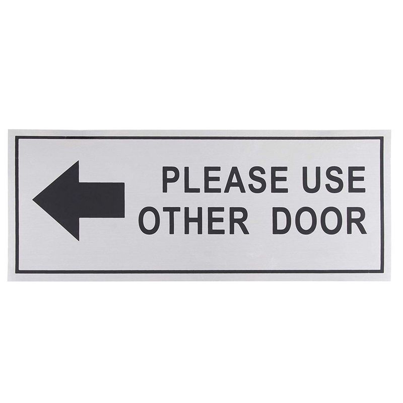 Juvale Please Use Other Door Signs - 2-Pack Metal Please Use Other Door Signs, Aluminum Self-Adhesive Wall Plates, Ideal for Office, Retail Stores, Schools, Indoors and Outdoors, 4.7 x 11 Inches