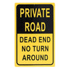 Private Road Sign - Dead End No Turn Around Property Parking Legend, Trespassers Violators Warning,  Aluminum, Yellow and Black, 18 x 12 Inches