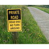 Private Road Sign - Dead End No Turn Around Property Parking Legend, Trespassers Violators Warning,  Aluminum, Yellow and Black, 18 x 12 Inches