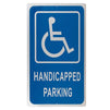Handicap Parking Sign - No Parking on Reserved Space Warning, Aluminum, White on Blue, 18 x 12 Inches