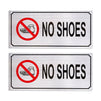 2-Pack No Shoes Signs - Remove Shoes Wall Plates, Self-Adhesive Aluminum Sign for Wall or Door, Silver - 7.87 x 3.6 Inches