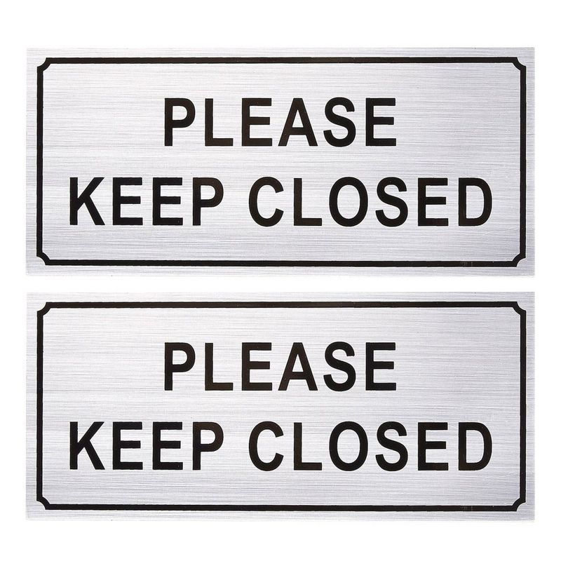 2-Pack Please Close Signs - Please Keep Closed Gate Signs, Close Signs for Dog Gate, Business and Home Use, Silver - 7.87 x 3.6 Inches