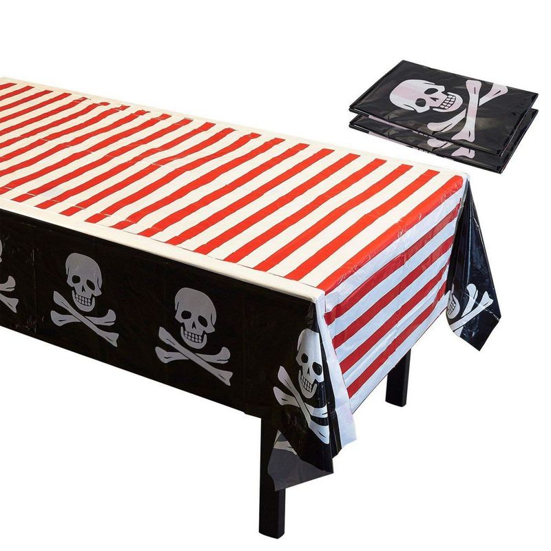 Juvale Pirate Party Plastic Table Cover (54 x 108 in, 3 Pack)