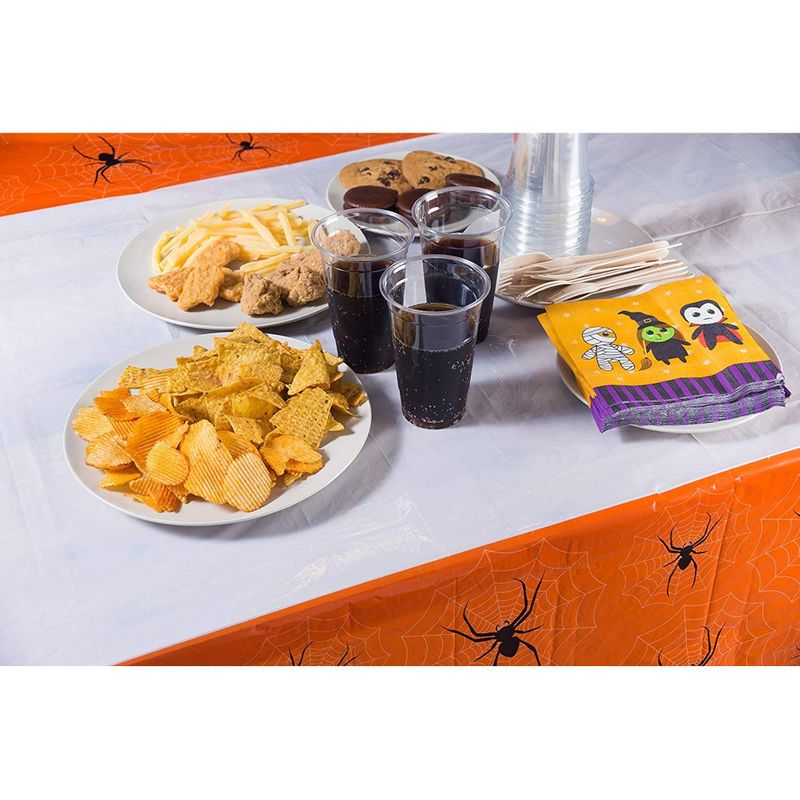 Spider Plastic Tablecloth for Halloween Party (54 x 108 in, 3 Pack)