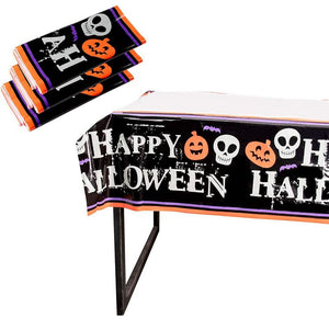 Happy Halloween Plastic Tablecloth for Party (54 x 108 in, 3 Pack)