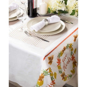 Juvale Thanksgiving Party Tablecloth - 6-Pack Disposable Plastic Rectangular Table Covers - Fall Themed Party Decoration Supplies, Give Thanks with Autumn Leaves Design, 54 x 108 Inches