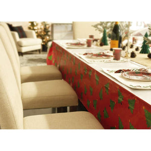 Christmas Plastic Tablecloths, Xmas Tree Table Covering for Holiday Decor (4.5 x 9 Ft, 3 Pack)