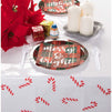 Candy Cane Plastic Tablecloth for Christmas Party (White, 54 x 108 In, 6 Pack)