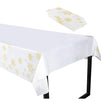 Christmas Snowflake Plastic Tablecloth, Holiday Design (White, Gold, 4.5 x 9 Ft, 3 Pack)