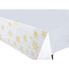 Christmas Snowflake Plastic Tablecloth, Holiday Design (White, Gold, 4.5 x 9 Ft, 3 Pack)