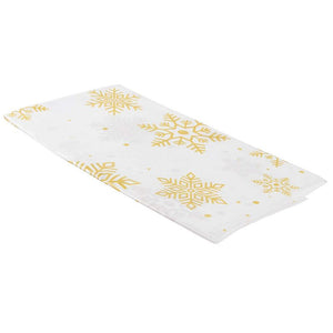Christmas Snowflake Plastic Tablecloth, Holiday Design (White, Gold, 4.5 x 9 Ft, 3 Pack)