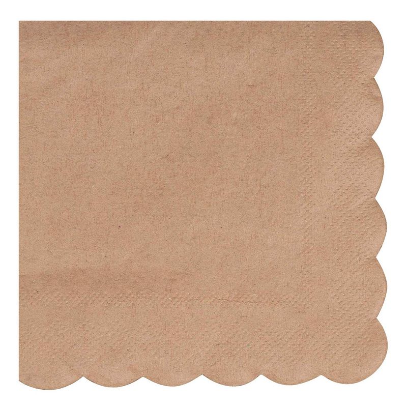 Kraft Scalloped Edge Paper Napkins (5 x 5 In, Brown, 100 Pack)